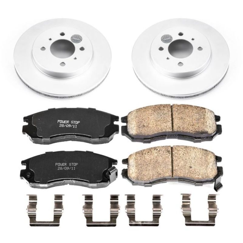 Mitsubishi Mirage Brake Kit - Front - PowerStop - Geomet Coated Rotors + Z17 Ceramic Pads - `98-`02 Mitsubishi Mirage Brake Kit - Front - PowerStop - Geomet Coated Rotors + Z17 Ceramic Pads - `98-`02