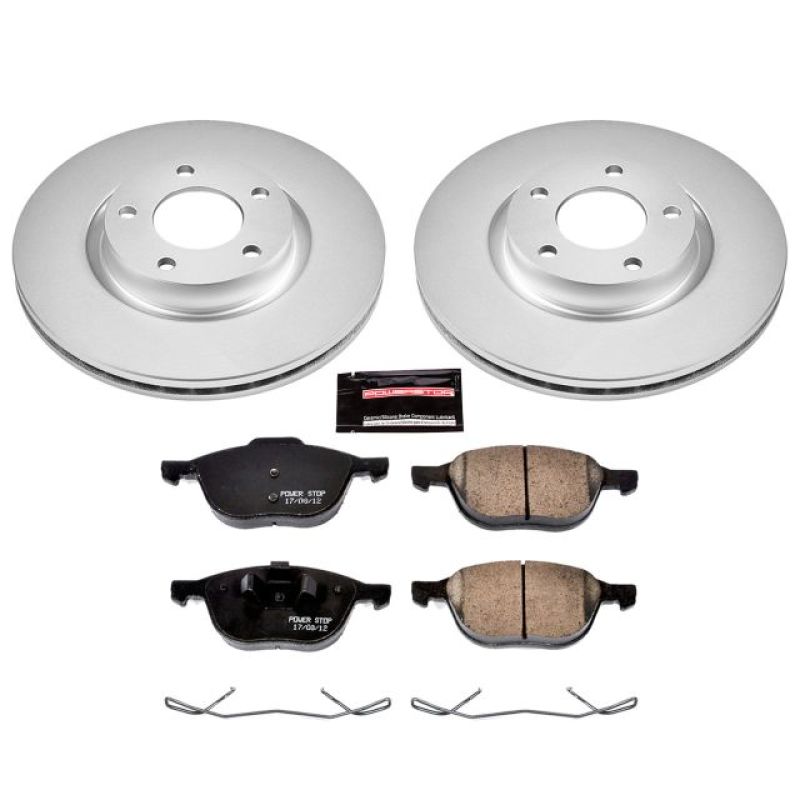 Mazda 3 Brake Kit - Front - PowerStop - Geomet Coated Rotors + Z17 Low-Dust Ceramic Pads - `04-`13