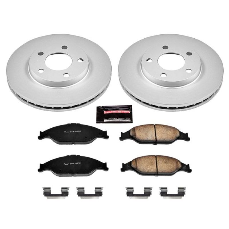 Ford Mustang Brake Kit - Front - PowerStop - Genuine Geomet Fully Coated Rotors + Z17 Ceramic Pads - `99-`04 Ford Mustang Brake Kit - Front - PowerStop - Genuine Geomet Fully Coated Rotors + Z17 Ceramic Pads - `99-`04