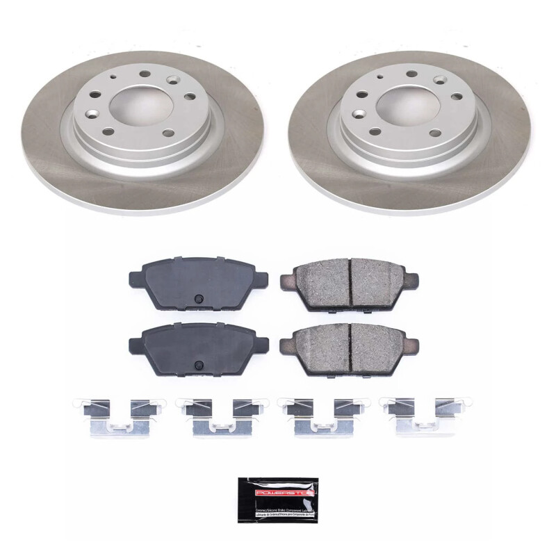 Cadillac CTS Brake Kit - Front + Rear - PowerStop - Geomet Coated Rotors + Z17 Ceramic Pads - `03-`07