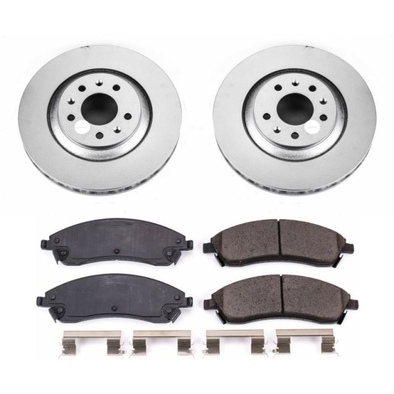 Cadillac CTS Brake Kit - Front - PowerStop - Geomet Coated Rotors + Z17 Low-Dust Ceramic Pads - `06-`07