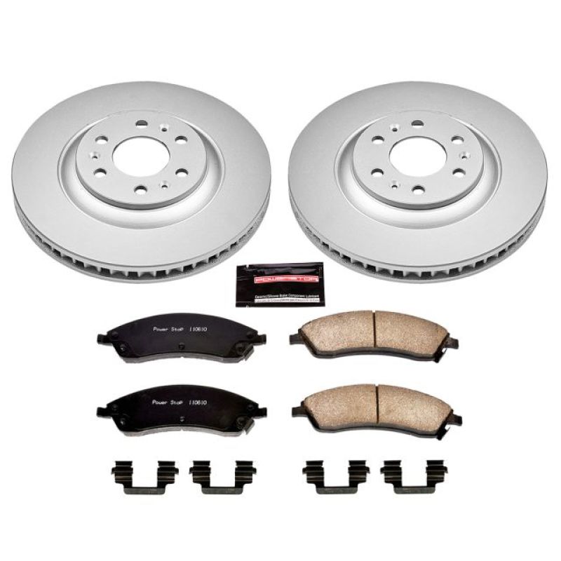 Cadillac SRX Brake Kit - Front - PowerStop - Z17 Evolution Geomet Coated Rotors + Low-Dust Ceramic Pads - `04-`09