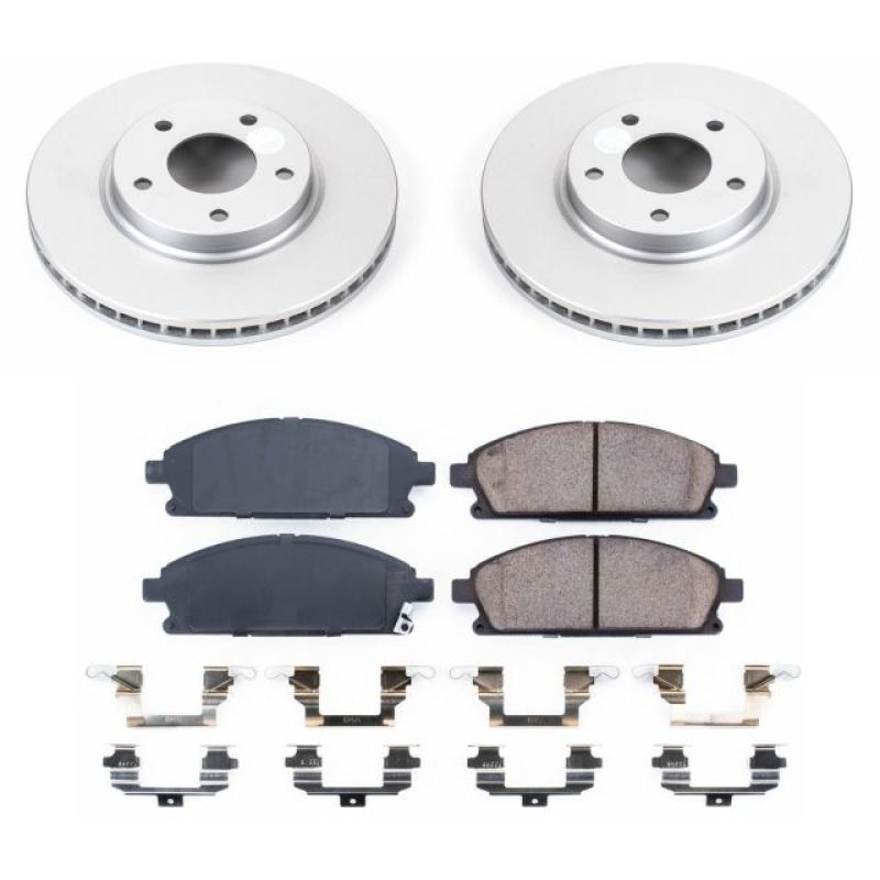 Nissan Quest Brake Kit - Front - PowerStop - Geomet Coated Rotors + Z17 Low-Dust Ceramic Pads + Stainless-Steel Hardware - `04-`09