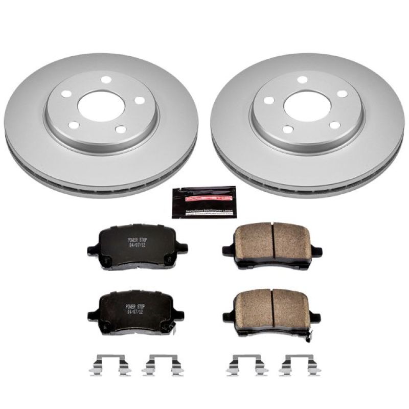 Chevrolet Malibu Brake Kit - Front - PowerStop - Z17 Evolution Geomet Coated Rotors + Low-Dust Ceramic Pads + Stainless-Steel Hardware - `04-`08