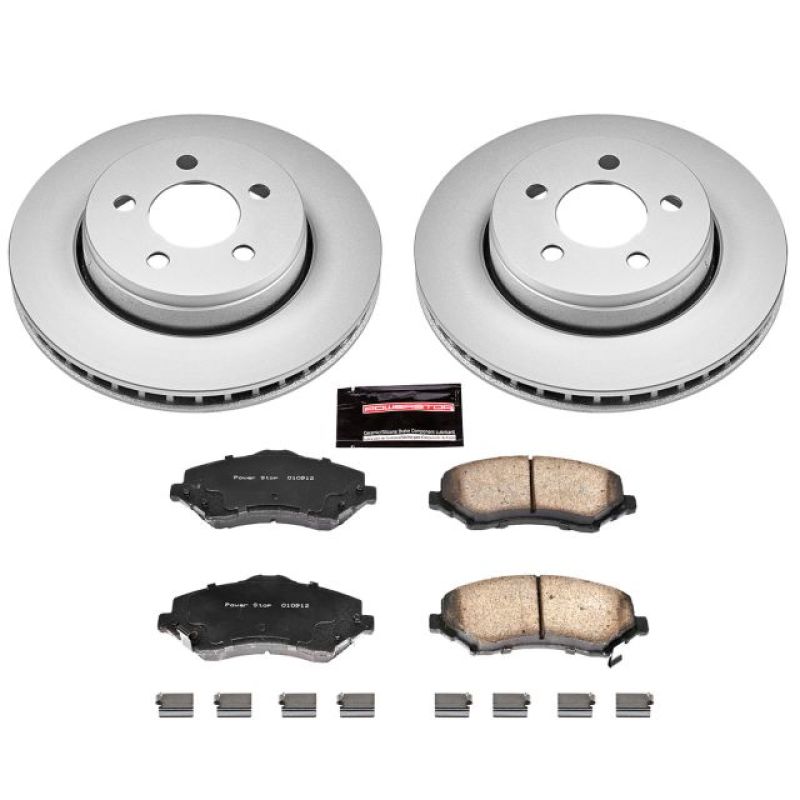 Dodge Nitro Brake Kit - Front - PowerStop - Z17 Evolution Geomet Coated Rotors + Low-Dust Ceramic Pads + Stainless-Steel Hardware - `07-`11