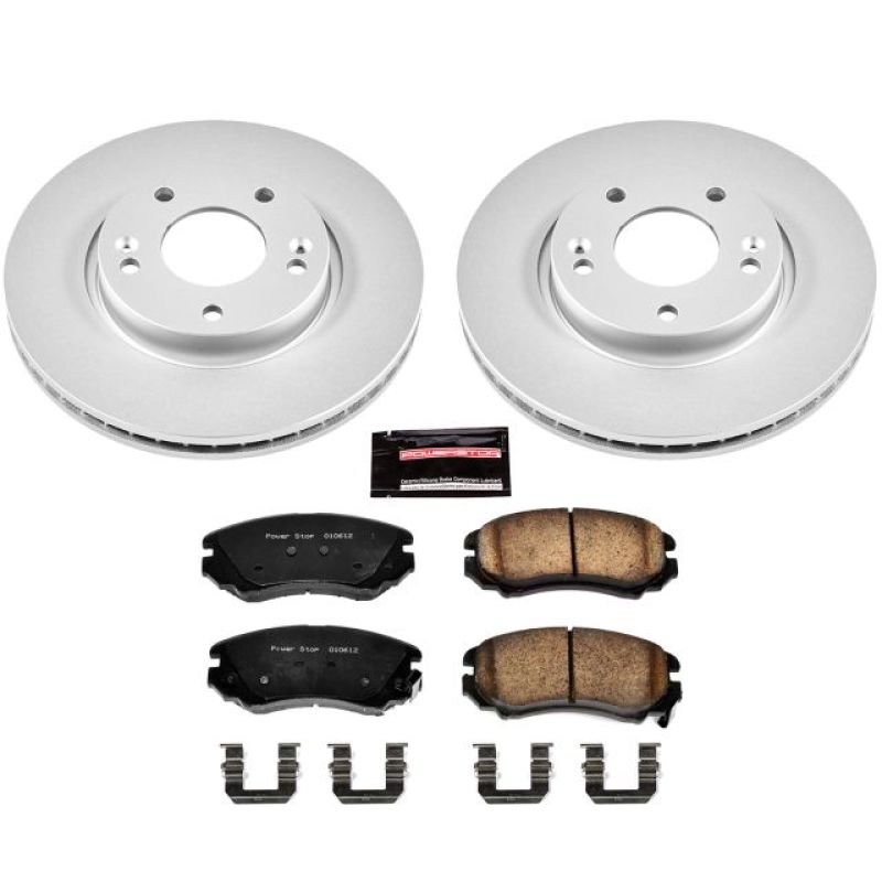 Hyundai Sonata Brake Kit - Front - PowerStop - Geomet Coated Rotors + Z17 Low-Dust Ceramic Pads - `06-`10