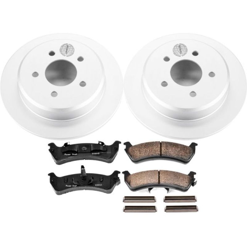 Ford Explorer Brake Kit - Rear - PowerStop - Geomet Coated Rotors + Z17 Low-Dust Ceramic Pads - `95-`01