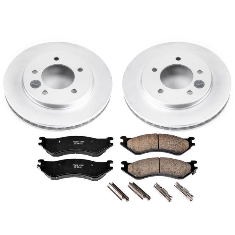 Ford Expedition Brake Kit - Front - PowerStop - Geomet Coated Rotors + Z17 Low-Dust Ceramic Pads - `97-`02