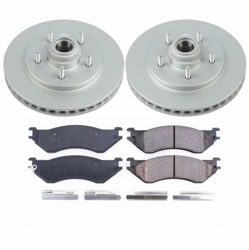 Ford Expedition Brake Kit - Front - PowerStop - Geomet Coated Rotors + Z17 Low-Dust Ceramic Pads - `97-`00