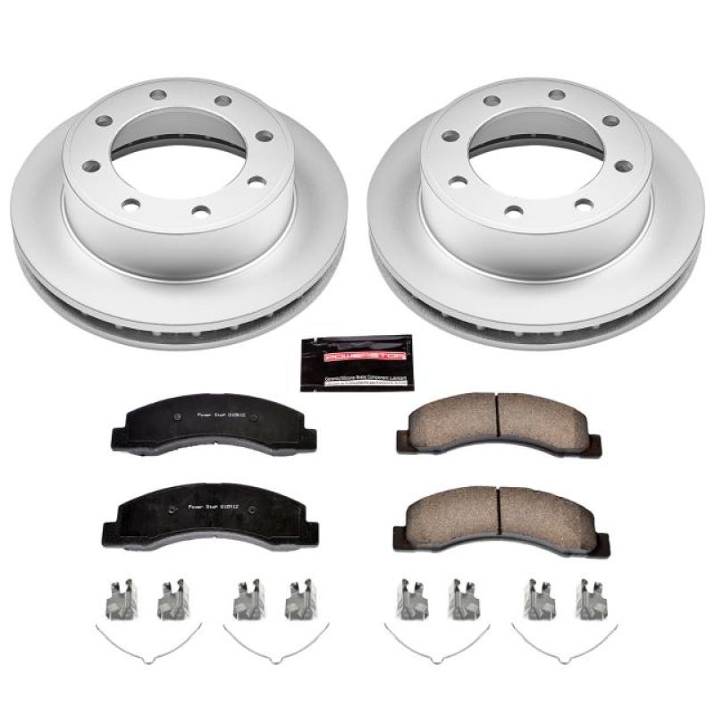 Ford Excursion Brake Kit - Front - PowerStop - Z17 Evolution Geomet Coated Rotors + Ceramic Pads - `00-`05