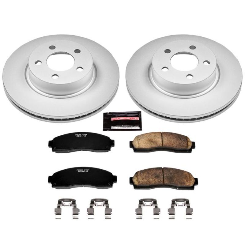 Ford Explorer Sport Brake Kit - Front - PowerStop - Genuine Geomet Coated Rotors + Z17 Low-Dust Ceramic Pads - `01-`03