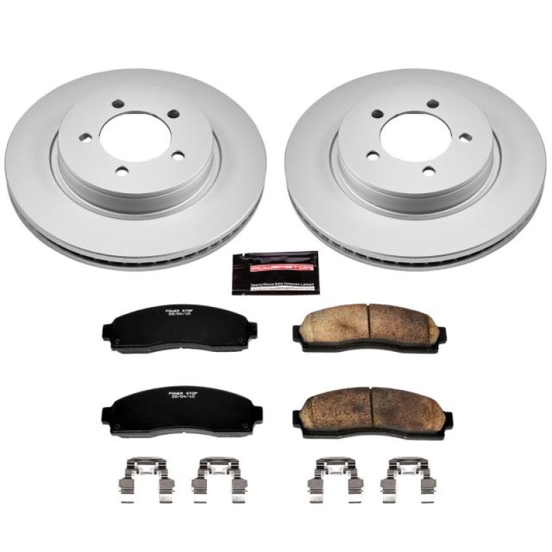 Ford Explorer Brake Kit - Front - PowerStop - Genuine Geomet Coated Rotors + Z17 Low-Dust Ceramic Pads - `02-`05