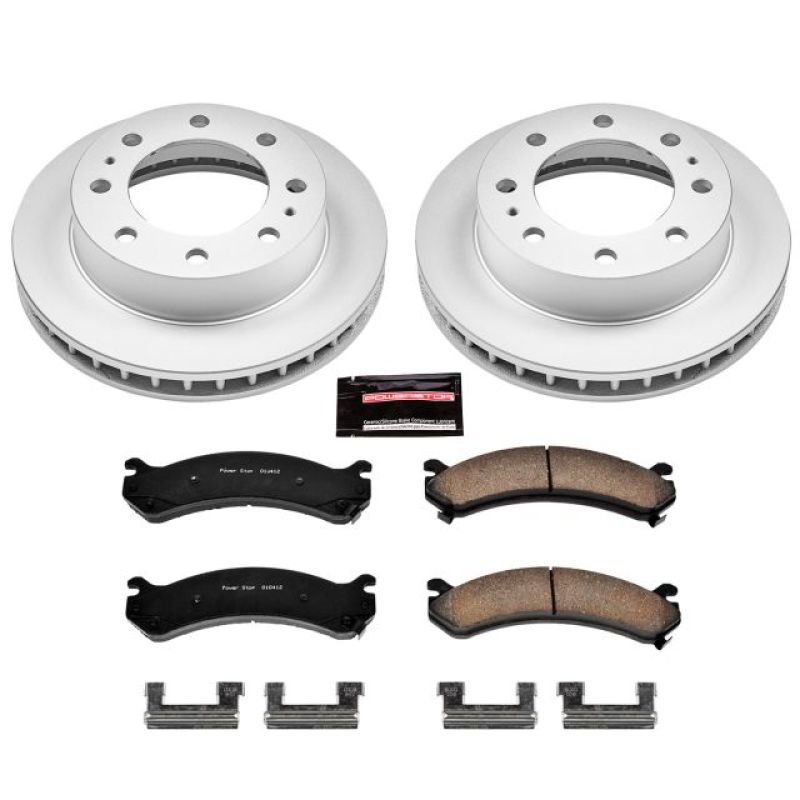 Cadillac DeVille Brake Kit - Front - PowerStop - Z17 Evolution Geomet Coated Rotors + Low-Dust Ceramic Pads - `00-`05