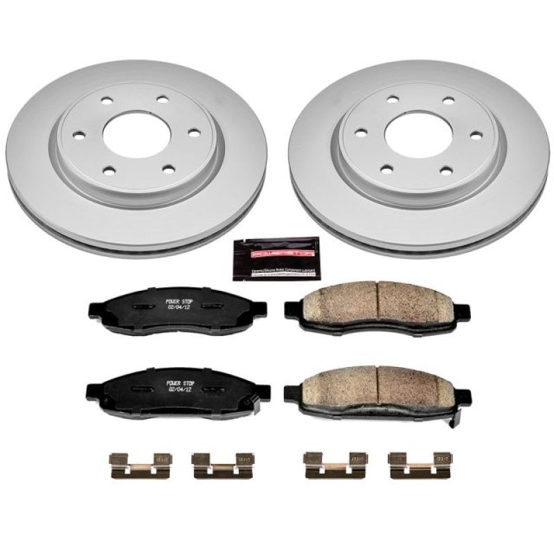 Infiniti QX56 Brake Kit - Front - PowerStop - Geomet Coated Rotors + Z17 Low-Dust Ceramic Pads - `05-`07