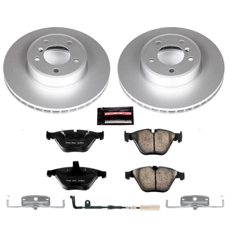 BMW 5 Series Brake Kit - Front - PowerStop - Geomet Coated Rotors + Carbon-Fiber Ceramic Pads - `04-`06