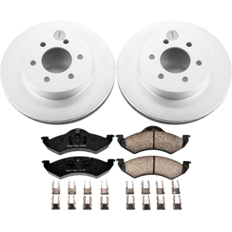 Dodge Dakota Brake Kit - Front - PowerStop - Geomet Coated Rotors + Z17 Low-Dust Ceramic Pads - `00-`02