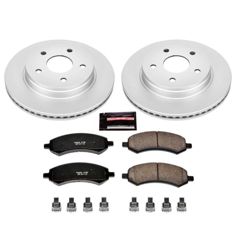 Chrysler Aspen Brake Kit - Front - PowerStop - Z17 Evolution Geomet Coated Rotors + Low-Dust Ceramic Pads - `07-`09