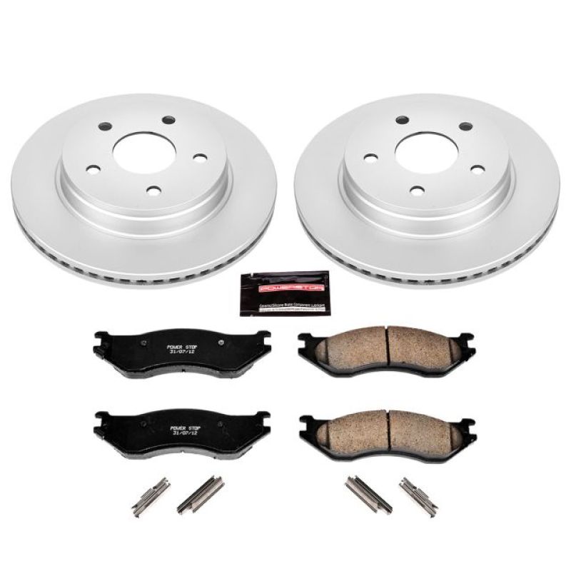Dodge Durango Brake Kit - Front - PowerStop - Geomet Coated Rotors + Z17 Low-Dust Ceramic Pads - `04-`06