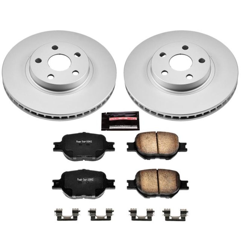 Scion tC Brake Kit - Front - PowerStop - Geomet Coated Rotors + Z17 Low-Dust Ceramic Pads - `05-`10