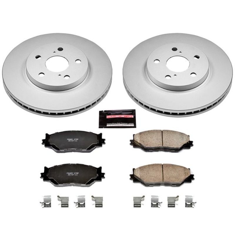 Lexus IS250 Brake Kit - Front - PowerStop - Genuine Geomet Coated Rotors + Z17 Low-Dust Ceramic Pads - `06-`15