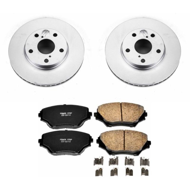 Toyota RAV4 Brake Kit - Front - PowerStop - Geomet Coated Rotors + Z17 Low-Dust Ceramic Pads - `01-`05