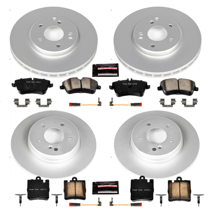 Mercedes-Benz C230 Brake Kit - Front + Rear - PowerStop - Geomet Coated Rotors + Z23 Carbon-Fiber Ceramic Pads - 2003 Mercedes-Benz C230 Brake Kit - Front + Rear - PowerStop - Geomet Coated Rotors + Z23 Carbon-Fiber Ceramic Pads - 2003