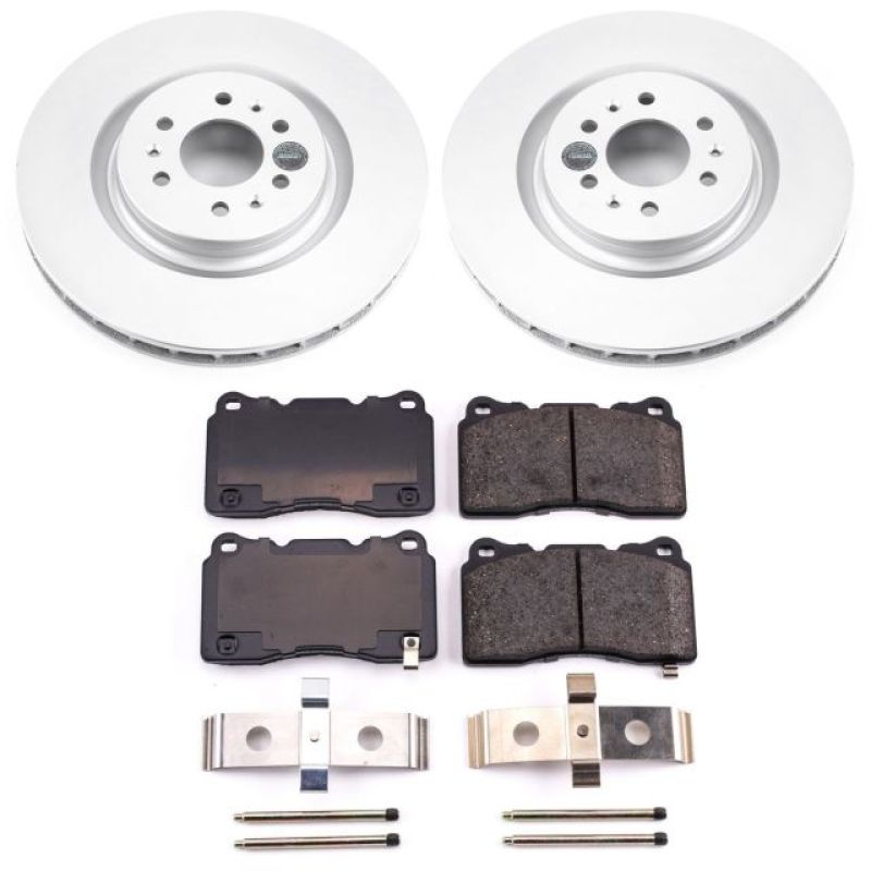 Cadillac CTS Brake Kit - Front - PowerStop - Geomet Coated Rotors + Z17 Low-Dust Ceramic Pads - `04-`07