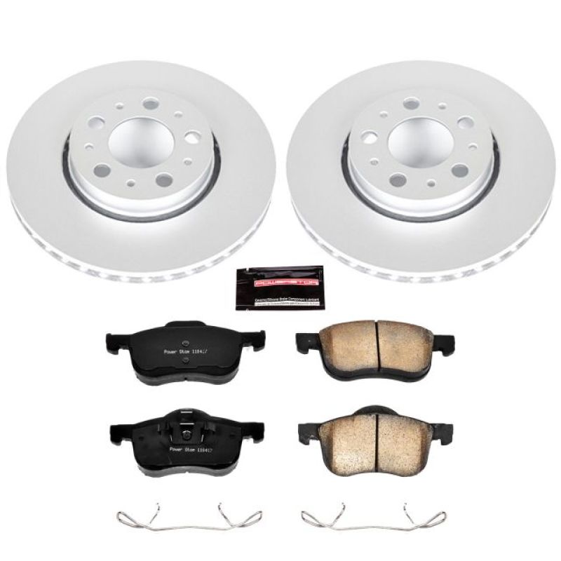 Volvo S60 Brake Kit - Front - PowerStop - Geomet Coated Rotors + Carbon-Fiber Ceramic Pads - `01-`07
