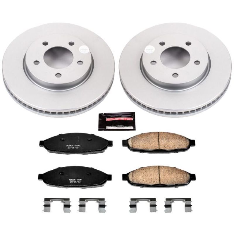 Chrysler Pacifica Brake Kit - Front - PowerStop - Genuine Geomet Coated Rotors + Z17 Low-Dust Ceramic Pads - `04-`08
