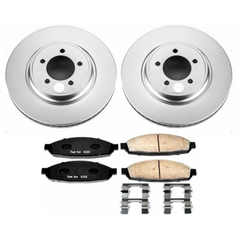 Lincoln Aviator Brake Kit - Front - PowerStop - Genuine Geomet Coated Rotors + Z17 Low-Dust Ceramic Pads - `03-`05