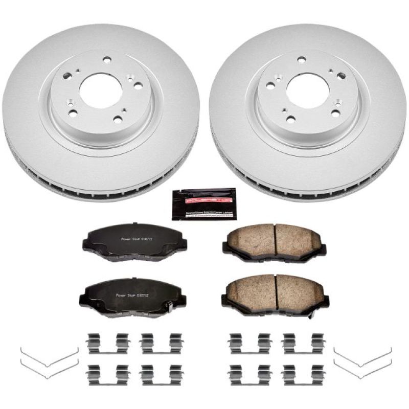 Acura ILX Brake Kit - Front - PowerStop - Geomet Coated Rotors + Z17 Low-Dust Ceramic Pads - `13-`15 Acura ILX Brake Kit - Front - PowerStop - Geomet Coated Rotors + Z17 Low-Dust Ceramic Pads - `13-`15