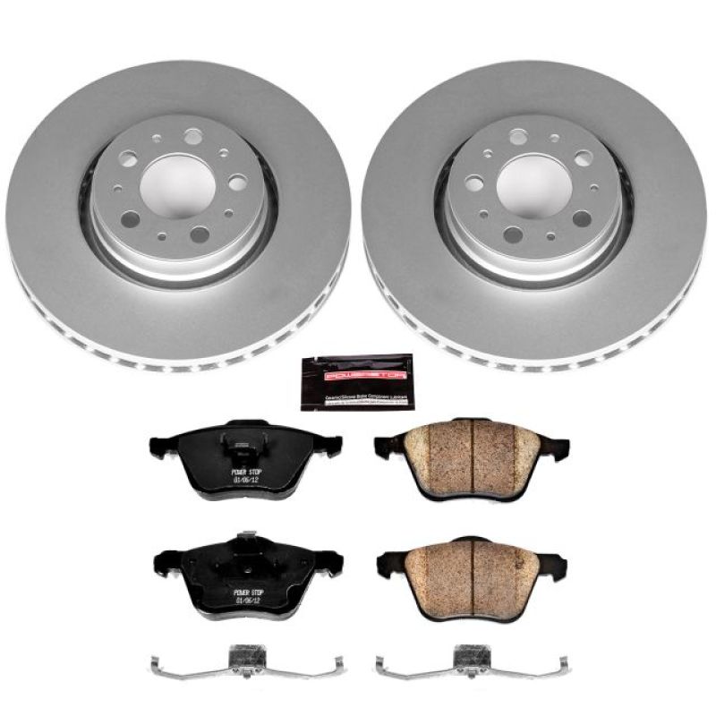Volvo S60 Brake Kit - Front - PowerStop - Genuine Geomet Coated Rotors + Z23 Carbon-Fiber Ceramic Pads - `08-`09