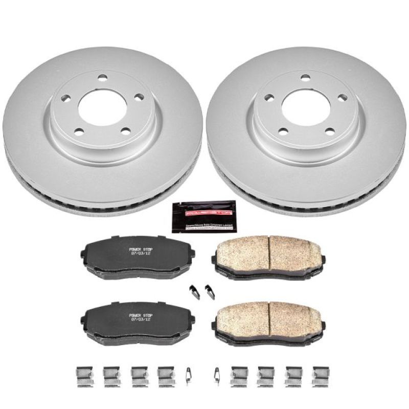 Ford Edge Brake Kit - Front - PowerStop - Genuine Geomet Coated Rotors + Z17 Low-Dust Ceramic Pads - `07-`09
