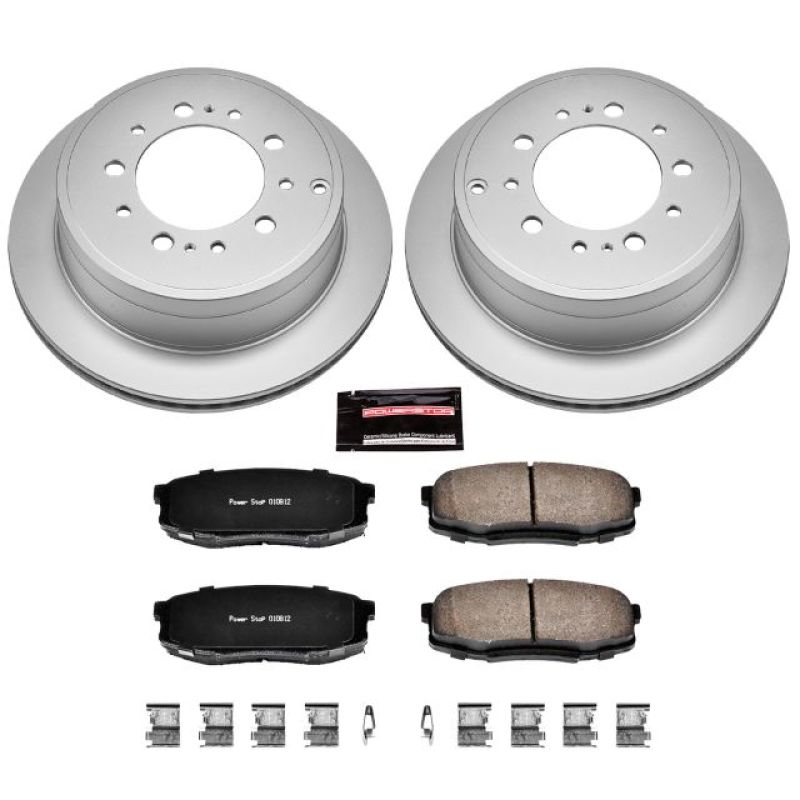 Lexus LX570 Brake Kit - Rear - PowerStop - Genuine Geomet Fully Coated Rotors + Z17 Low-Dust Ceramic Pads - `08-`11