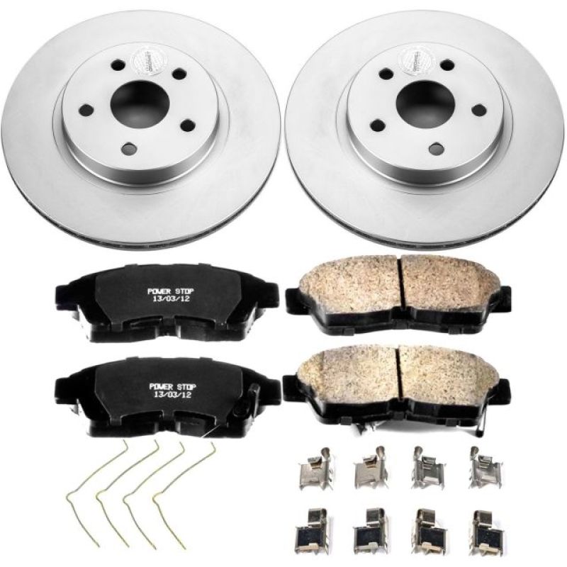 Toyota RAV4 Brake Kit - Front - PowerStop - Z17 Evolution Geomet Coated Rotors + Low-Dust Ceramic Pads - `96-`00