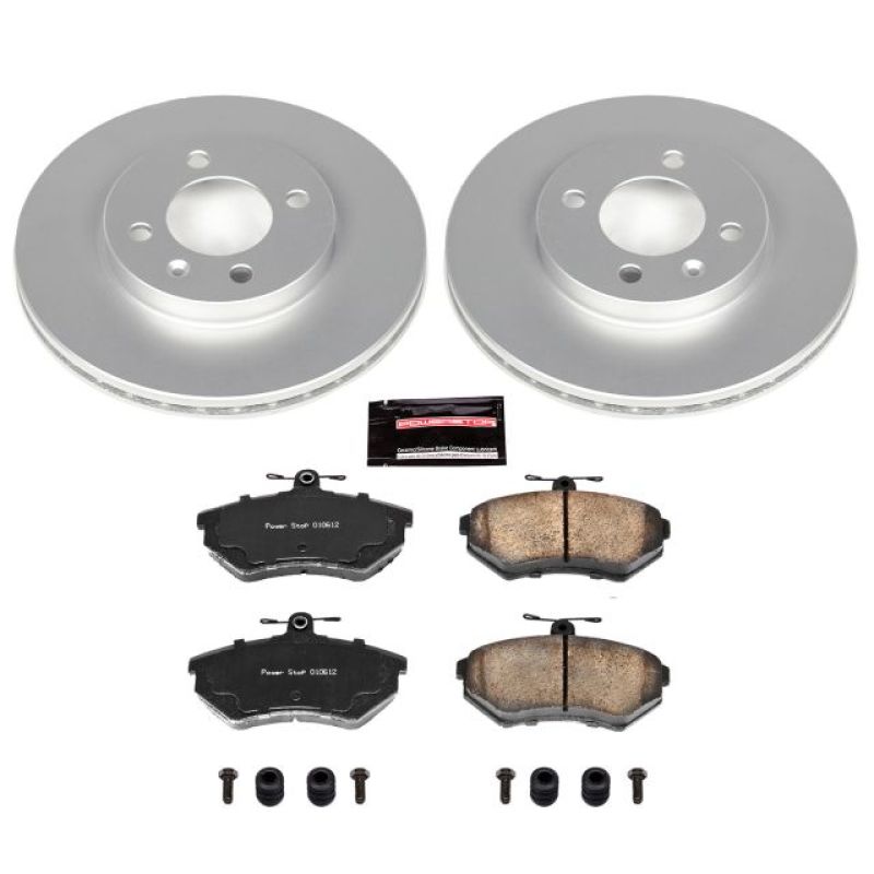 Volkswagen Cabrio Brake Kit - Front - PowerStop - Geomet Coated Rotors + Z23 Carbon-Fiber Ceramic Pads - `95-`02