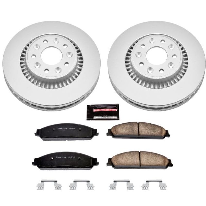 Ford Five Hundred Brake Kit - Front - PowerStop - Genuine Geomet Coated Rotors + Z17 Low-Dust Ceramic Pads - `05-`07
