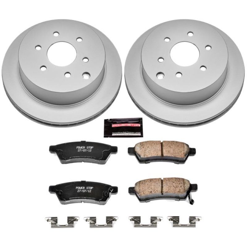 Nissan Frontier Brake Kit - Rear - PowerStop - Z17 Evolution Geomet Coated Rotors + Low-Dust Ceramic Pads - `05-`18 Nissan Frontier Brake Kit - Rear - PowerStop - Z17 Evolution Geomet Coated Rotors + Low-Dust Ceramic Pads - `05-`18