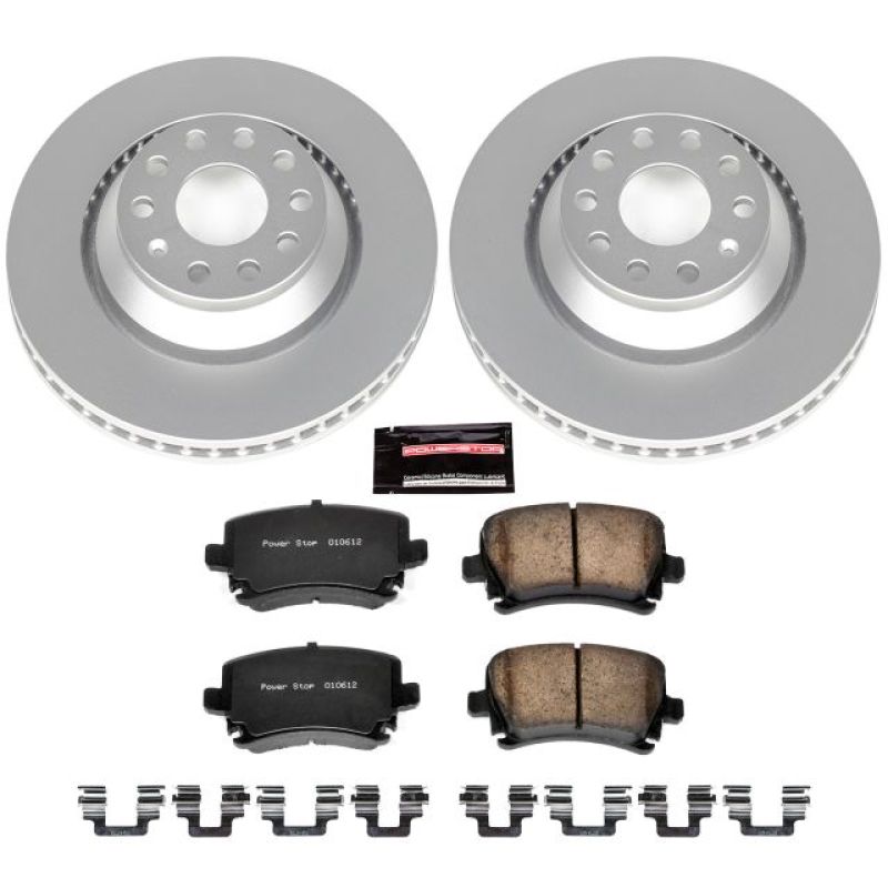 Volkswagen CC Brake Kit - Rear - PowerStop - Evolution Coated Rotors + Z23 Carbon-Fiber Ceramic Pads - `09-`17