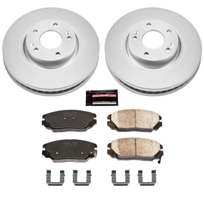 Hyundai Sonata Brake Kit - Front - PowerStop - Geomet Coated Rotors + Z17 Low-Dust Ceramic Pads - `06-`10