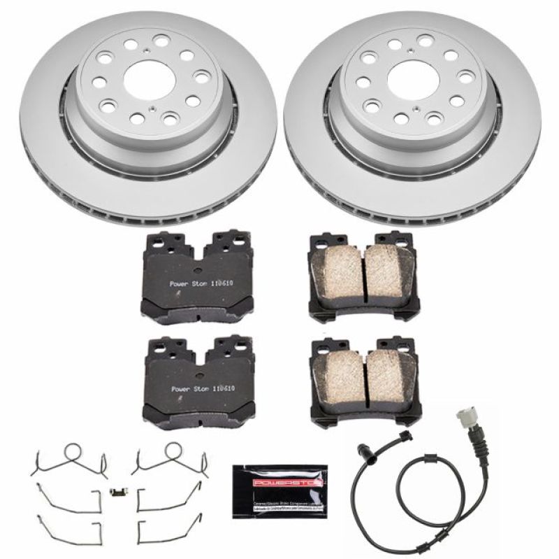Lexus LS460 Brake Kit - Rear - PowerStop - Genuine Geomet Coated Rotors + Z17 Low-Dust Ceramic Pads - `07-`09