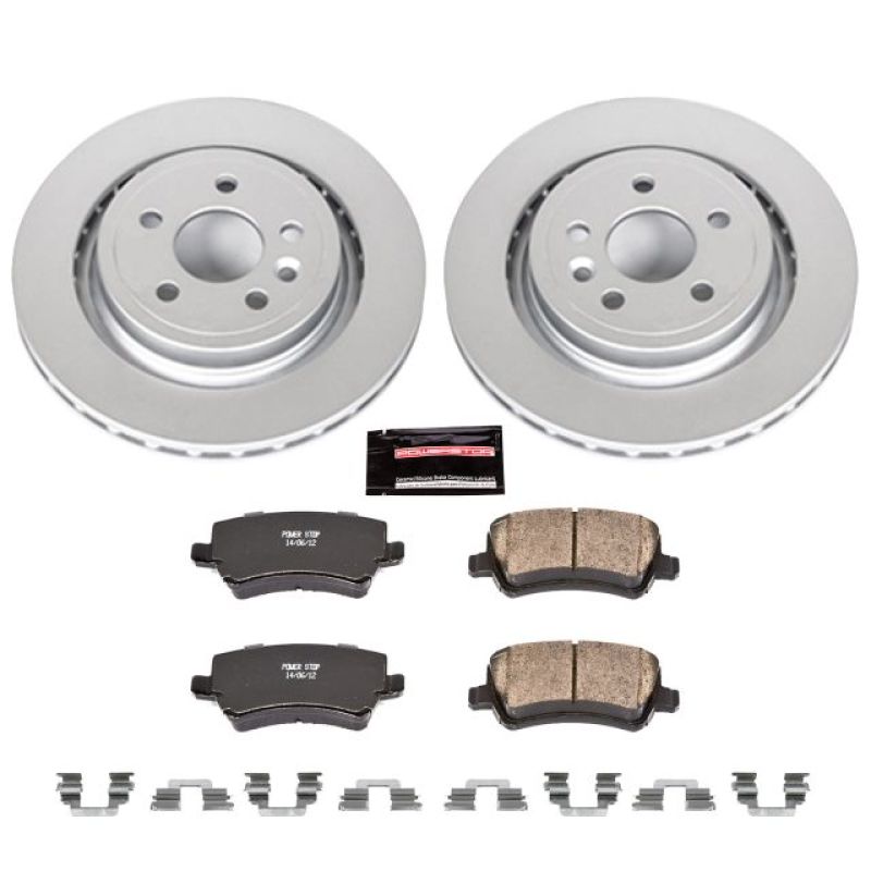 Volvo S60 Brake Kit - Rear - PowerStop - Geomet Coated Rotors + Carbon-Fiber Ceramic Pads - `11-`18