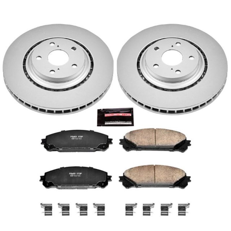 Lexus NX200t Brake Kit - Front - PowerStop - Genuine Geomet Coated Rotors + Z17 Low-Dust Ceramic Pads - `15-`17