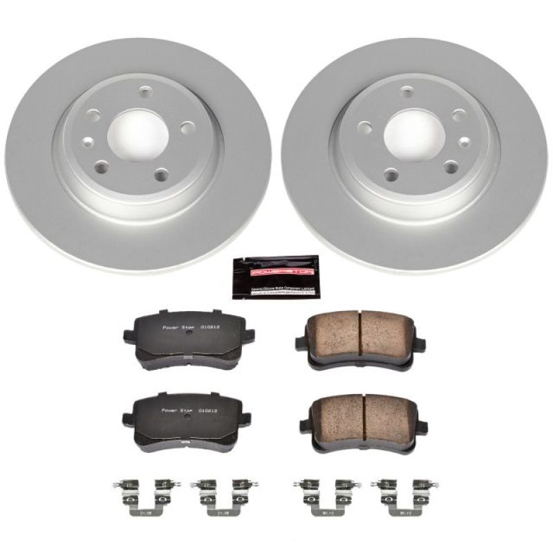 Audi A4 Brake Kit - Rear - PowerStop - Geomet Coated Rotors + Z23 Carbon-Fiber Ceramic Pads - `09-`16
