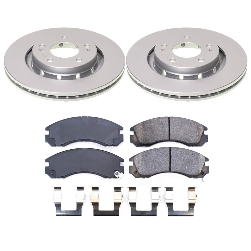 Mitsubishi Outlander Brake Kit - Front - PowerStop - Genuine Geomet Coated Rotors + Z17 Ceramic Pads - `05-`06 Mitsubishi Outlander Brake Kit - Front - PowerStop - Genuine Geomet Coated Rotors + Z17 Ceramic Pads - `05-`06