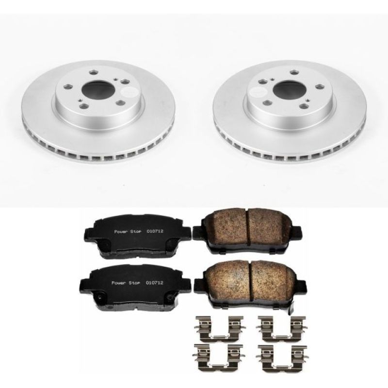 Toyota Prius Brake Kit - Front - PowerStop - Z17 Evolution Geomet Coated Rotors + Low-Dust Ceramic Pads - `04-`09