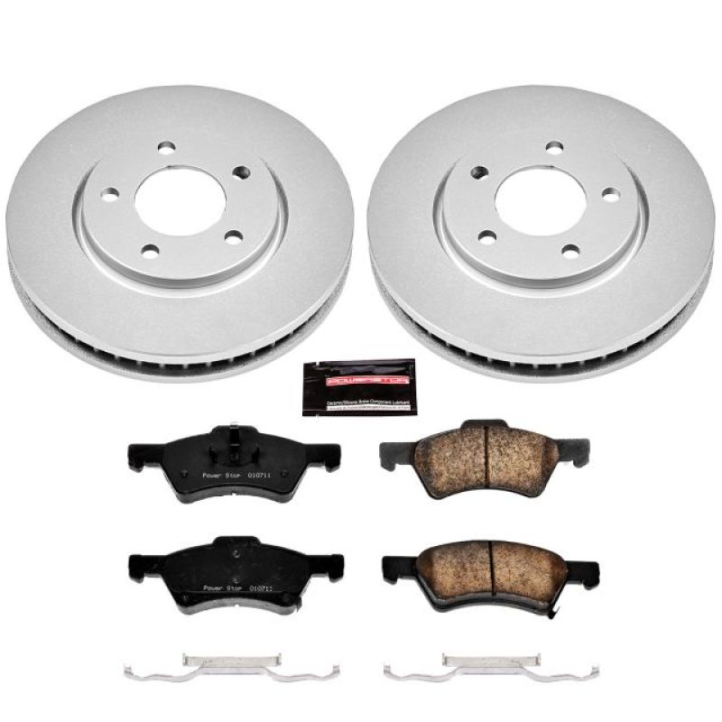 Chrysler Town & Country Brake Kit - Front - PowerStop - Z17 Evolution Geomet Coated Rotors + Low-Dust Ceramic Pads - `01-`07