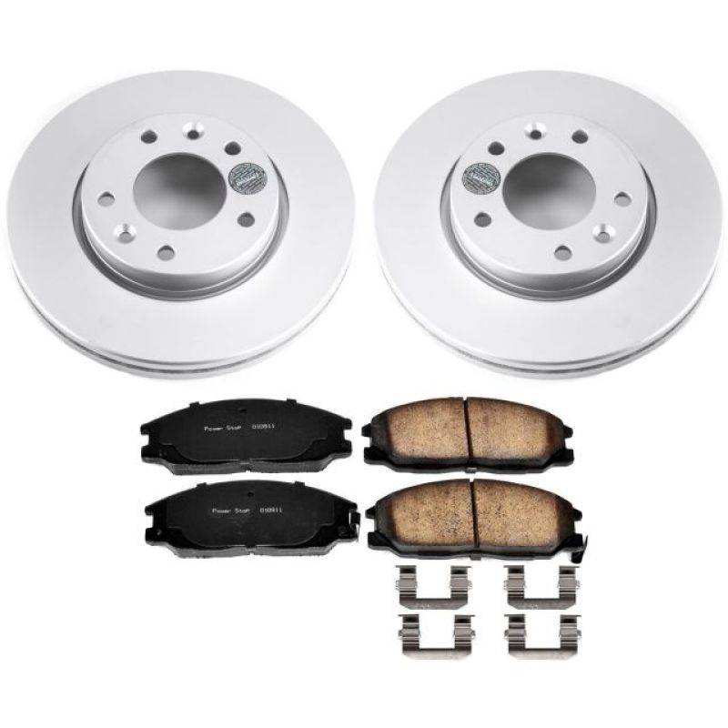 Kia Sedona Brake Kit - Front - PowerStop - Z17 Evolution Geomet Coated Rotors + Low-Dust Ceramic Pads - `02-`04