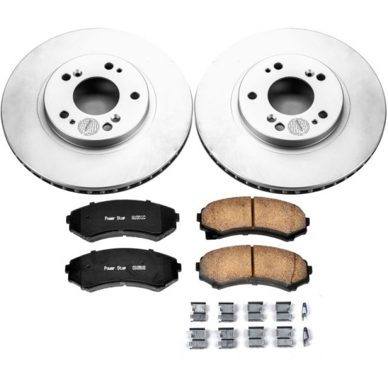 Mitsubishi Endeavor Brake Kit - Front - PowerStop - Genuine Geomet Coated Rotors + Z17 Ceramic Pads - `04-`11 Mitsubishi Endeavor Brake Kit - Front - PowerStop - Genuine Geomet Coated Rotors + Z17 Ceramic Pads - `04-`11