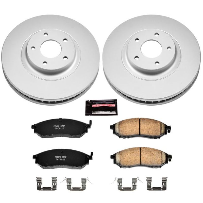 Nissan Murano Brake Kit - Front - PowerStop - Geomet Coated Rotors + Z17 Evolution Low-Dust Ceramic Pads - `11-`14